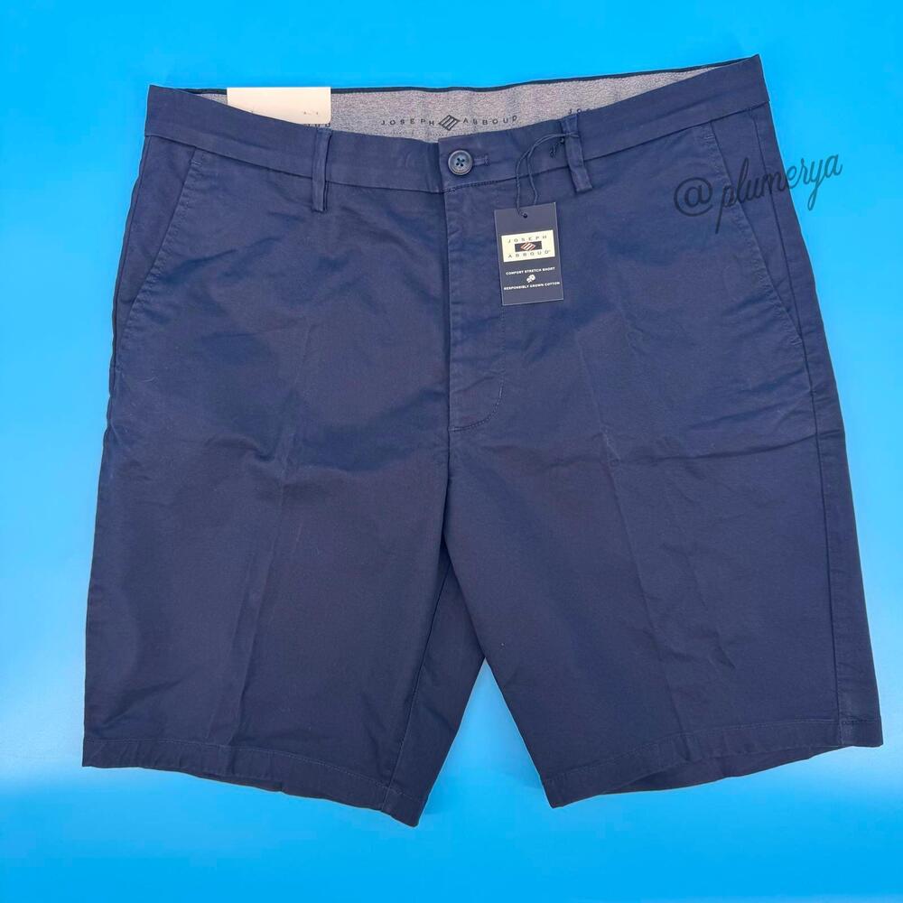 Joseph Abboud Men's Flat Front Shorts Navy Blue Casual Cotton Size 34 NWT